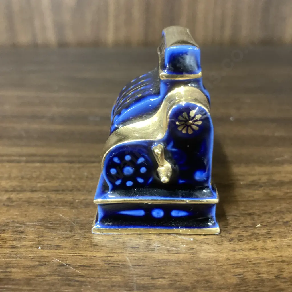 Vintage Limoges Miniatures Blue & Gold Hand Crafted Porcelain Cash Register Made in France, 45 x 40mm Image 1++