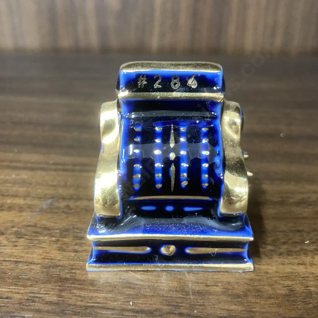 Vintage Limoges Miniatures Blue & Gold Hand Crafted Porcelain Cash Register Made in France, 45 x 40mm Image 1++