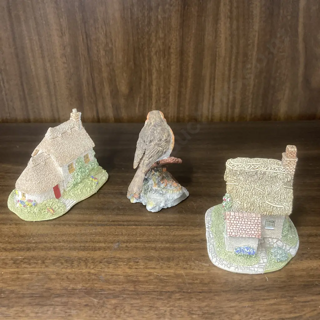 Lilliput Lane Pussy Willow & The Spinney Cottages & BFA Gardeners Friend Figurine Image 1++