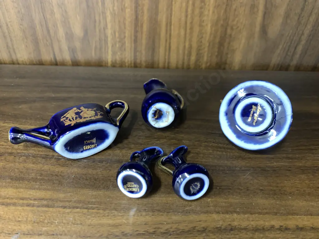 Vintage Limoges Blue & Gold Items, Jugs, Watering Can & Teapot Image 1++