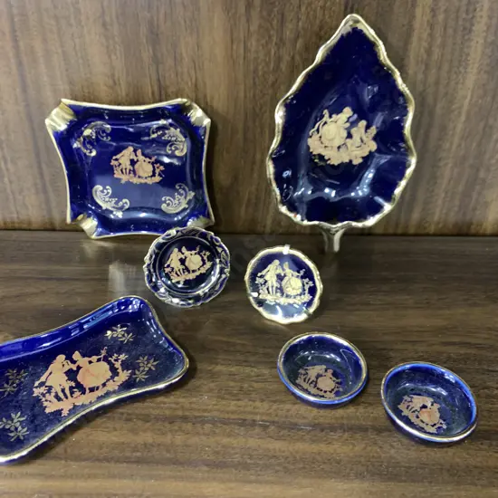 Assortment of Vintage Limoges Items, Leaf Dish, Ashtray, Display Plates Etc