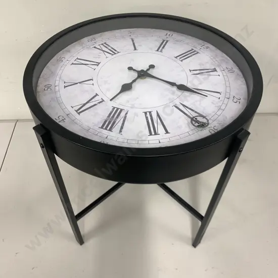 Clock Occasional Table With Black Steel Frame