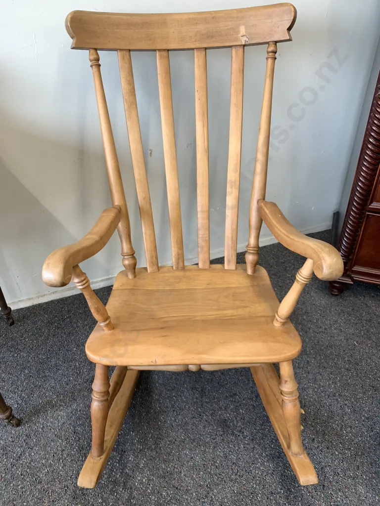 Rimu Rocking Chair With Slat Back And Moulded Seat, W58cm Image 1++