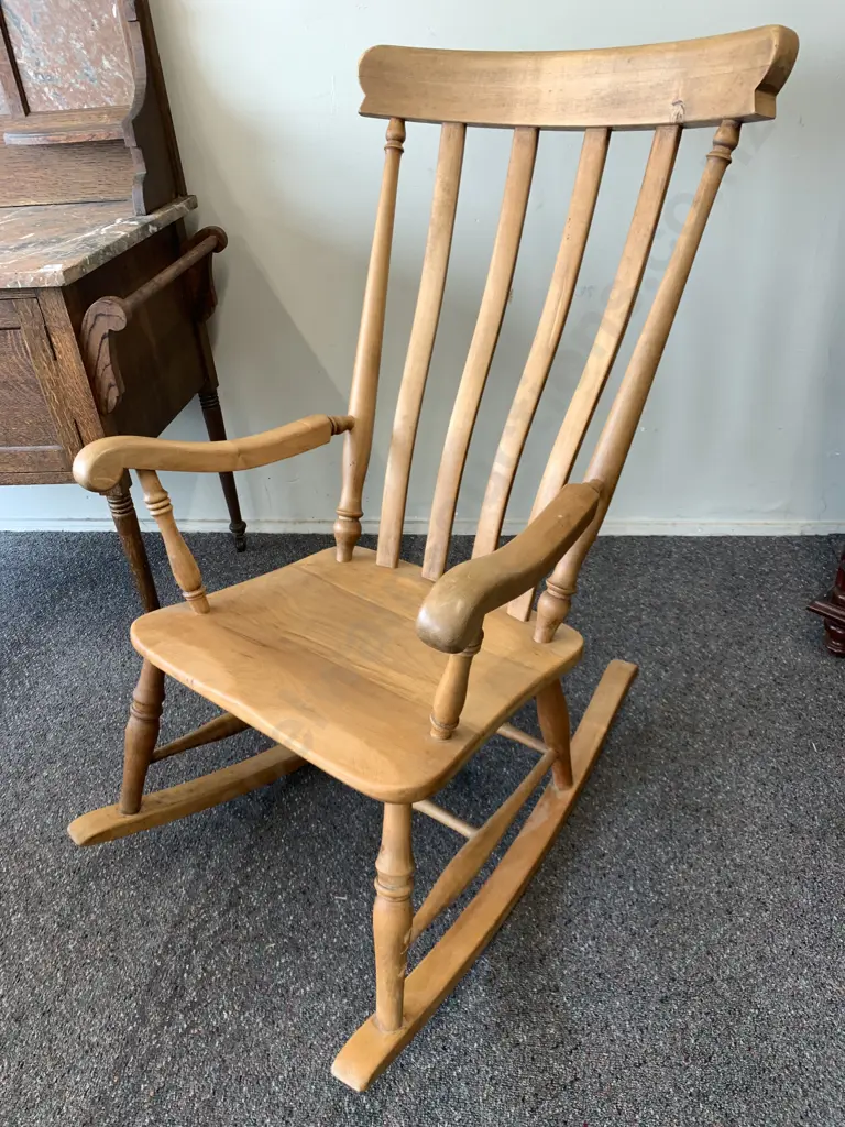 Rimu Rocking Chair With Slat Back And Moulded Seat, W58cm Image 1++