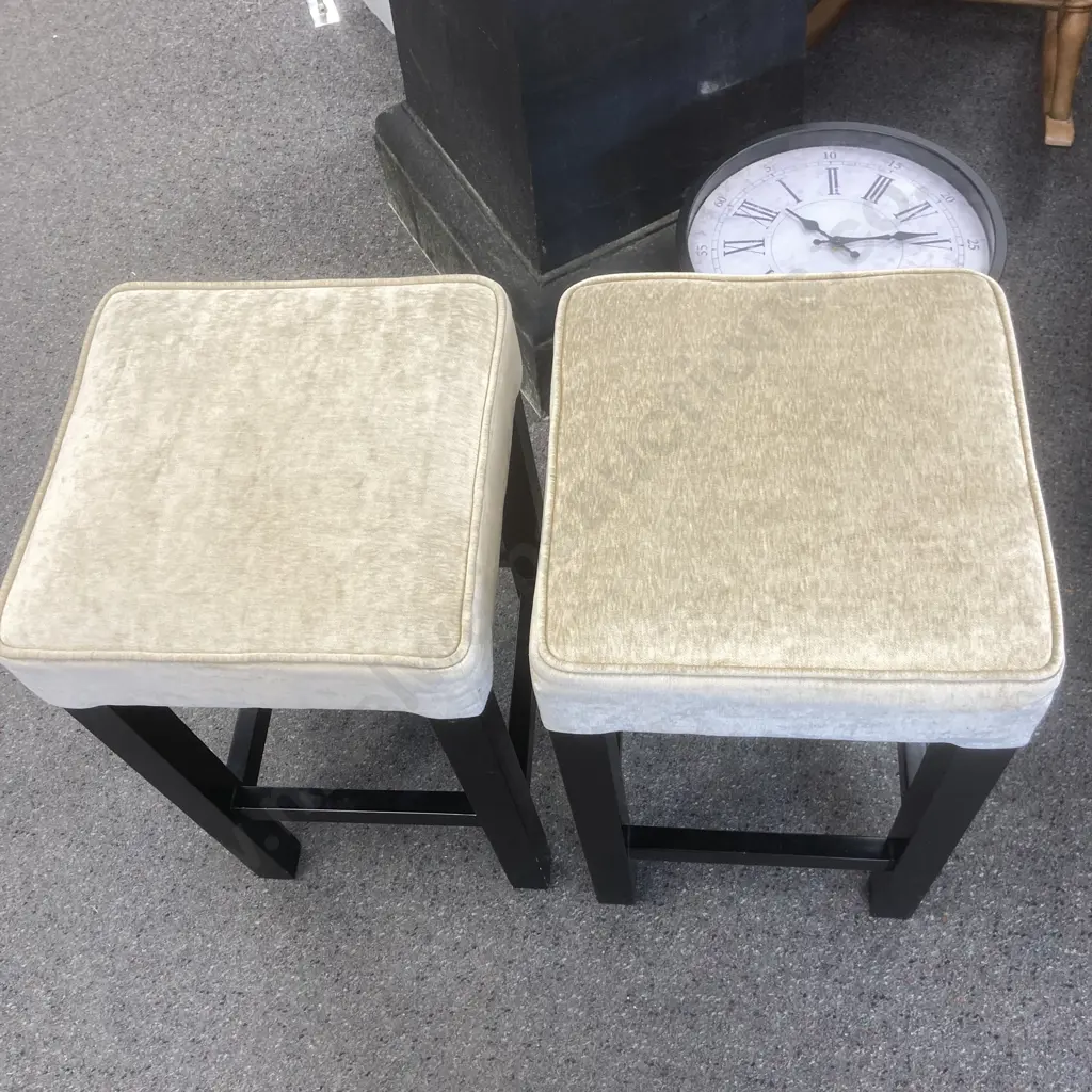 Pair of Barstools, Cappuccino Colour Upholstery, H68 W38 D38cm Image 1++