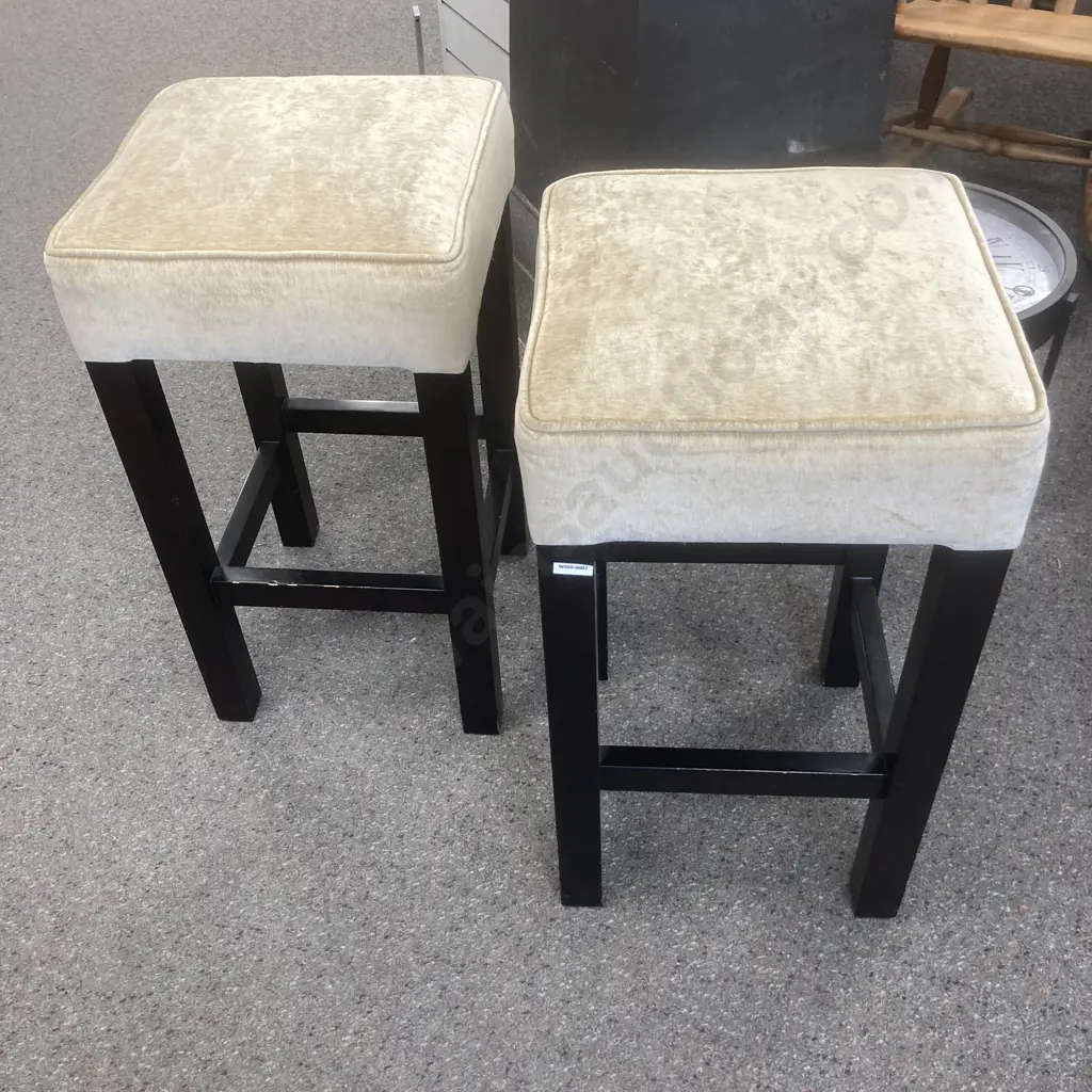 Pair of Barstools, Cappuccino Colour Upholstery, H68 W38 D38cm Image 1++