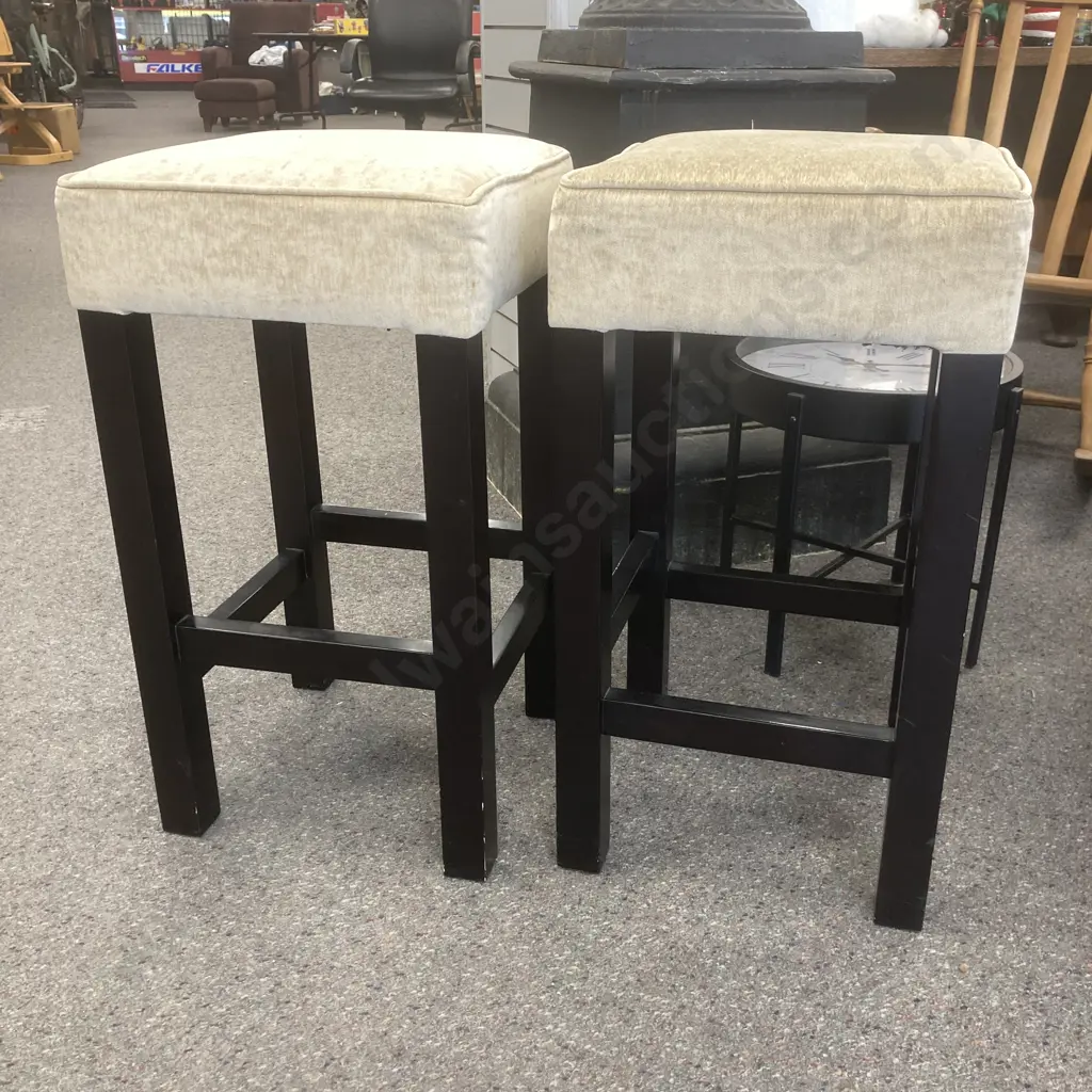 Pair of Barstools, Cappuccino Colour Upholstery, H68 W38 D38cm Image 1++