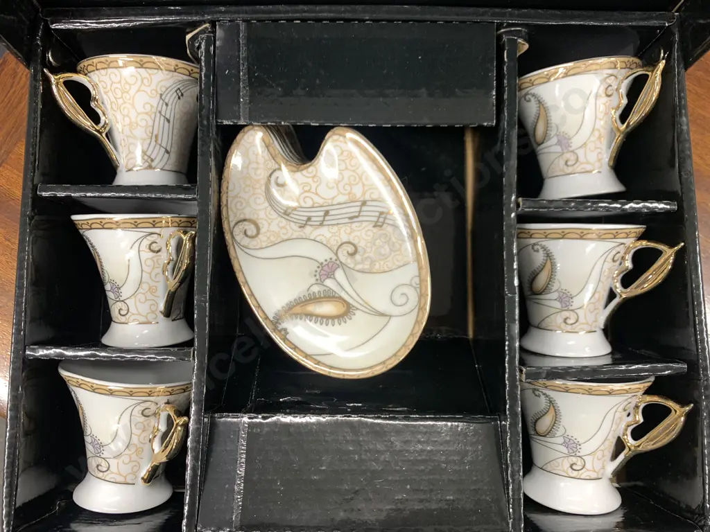 Season Collection 24K Gold Boxed Demi Tasse Cup & Saucers x 6 Image 1++
