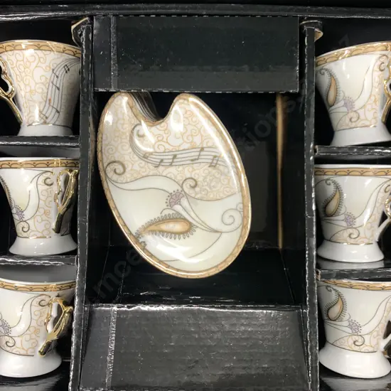 Season Collection 24K Gold Boxed Demi Tasse Cup & Saucers x 6