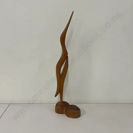Mid Century Carved Teak Heron Sculpture, H51cm