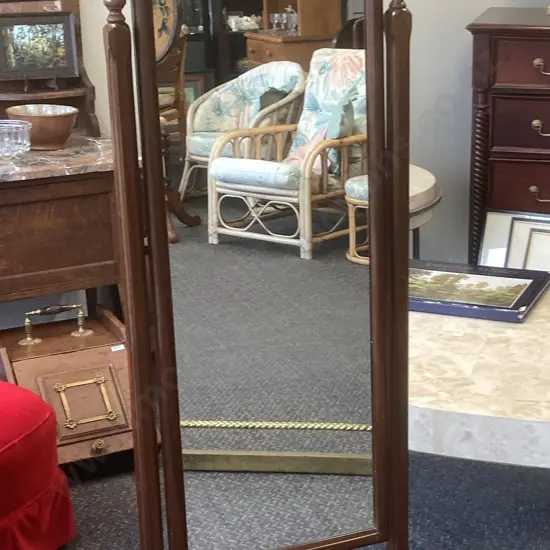 Mahogany Cheval Mirror In The Queen Anne Style, H170 W48 D54cm