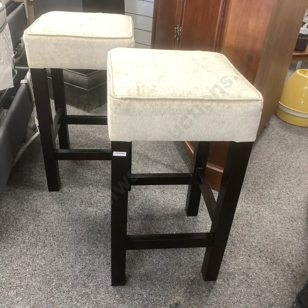 Pair of Barstools, Cappuccino Colour Upholstery, H68 W38 D38cm Image 1++