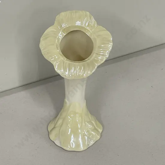 Belleek Brown Mark Irredescent Trumpet Sunflower Vase. H20cm