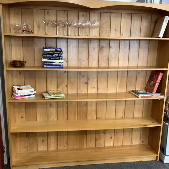 Rimu Bookcase, Tongue & Groove Back, 4 Fixed Shelves, H190.5 W184 D31cm