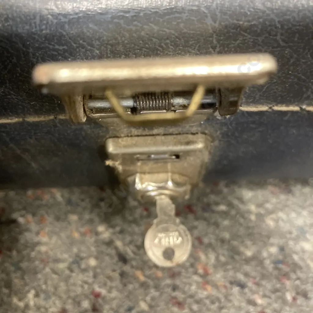 Vintage Guitar Case Triangle Design, 3 Cheney Toggle Clips With Keys, H13 W104 D47cm Image 1++