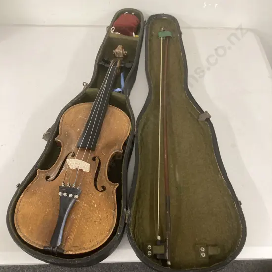 19th Century Antique HOPF Violin With Bow & Case, c1840-1860, Full Size 4/4, HOPF Klingenthal