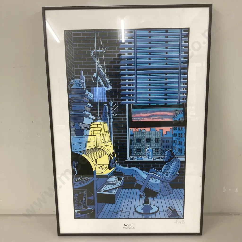 Framed Glazed Art Moderne Signed Print 'Private Eye' 60 x 40cm Image 1++