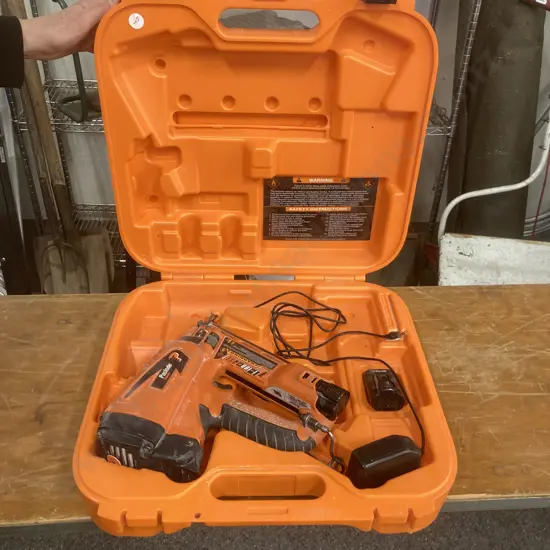 Paslode Impulse Angled Bradder, 2 x Batteries, No Charger Only Power Lead In Case