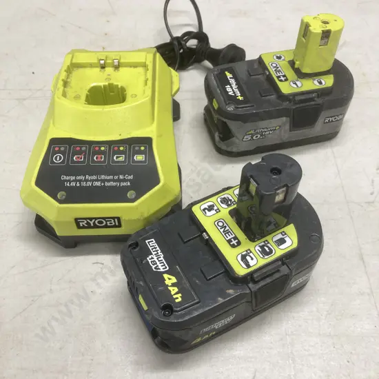 Ryobi 18V & 14V BCL14181H Battery Charger With Lithium 4AH & 5AH Batteries