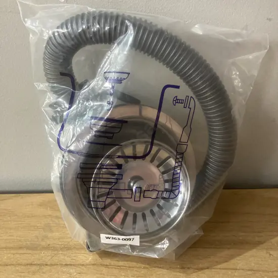 New Round Basket Waste Plug With Overflow Fitting & Hose