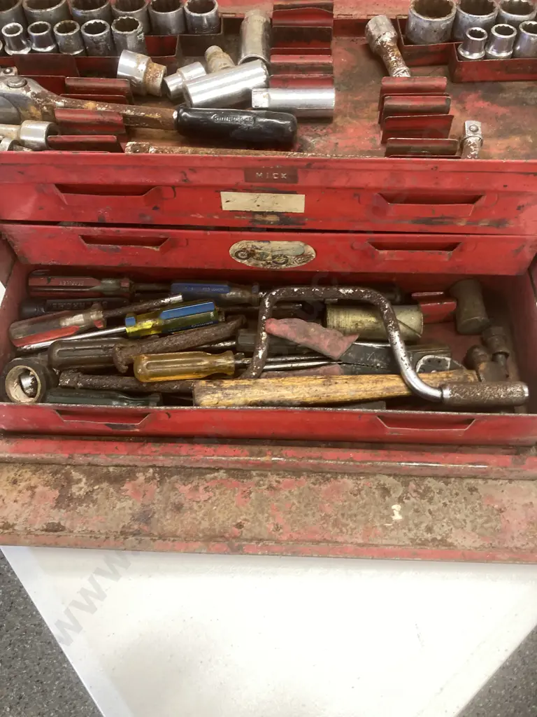 Sidchrome Red Steel Toolbox & Tools Image 1++