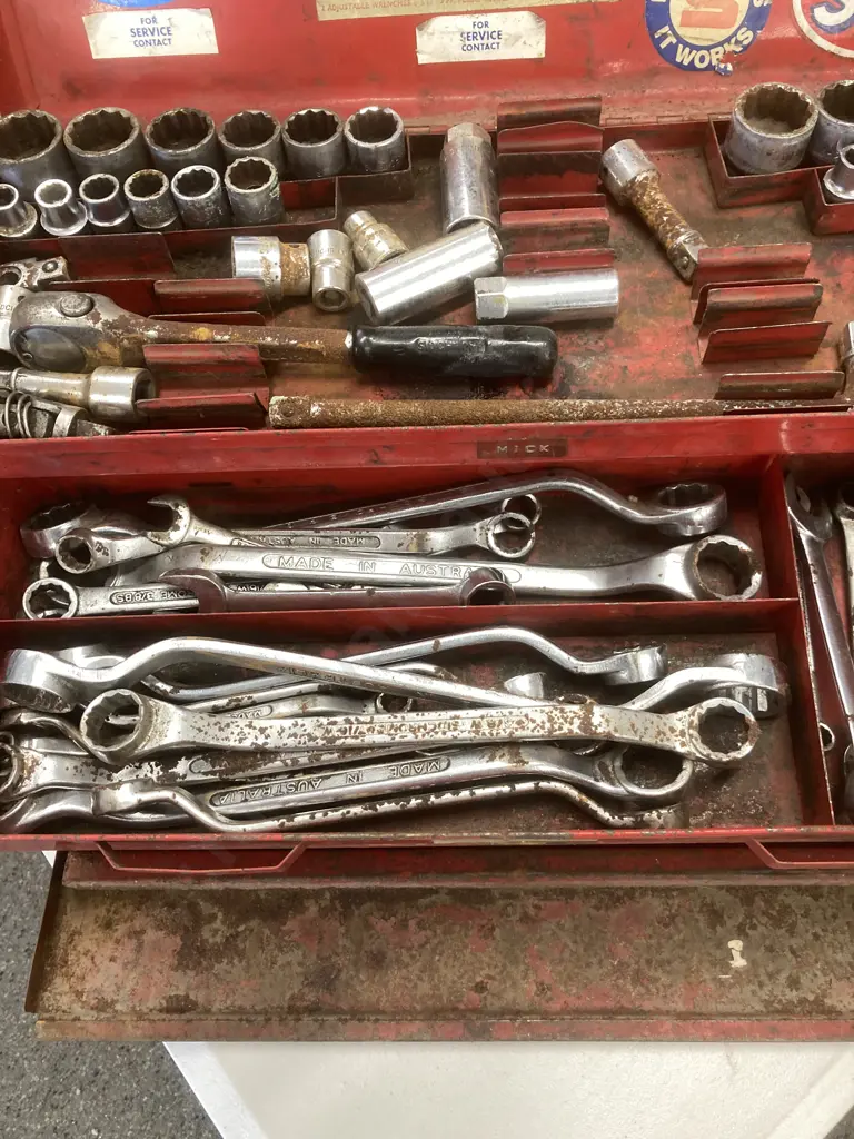 Sidchrome Red Steel Toolbox & Tools Image 1++