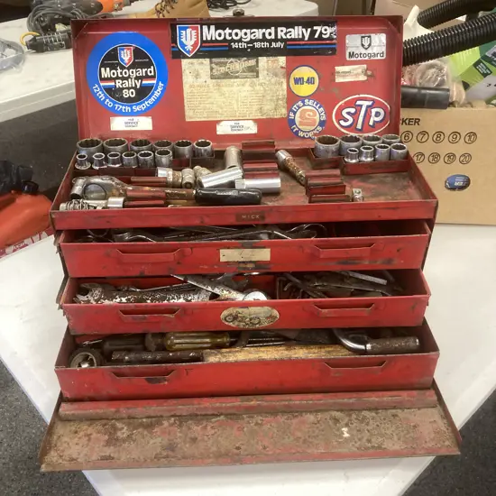 Sidchrome Red Steel Toolbox & Tools