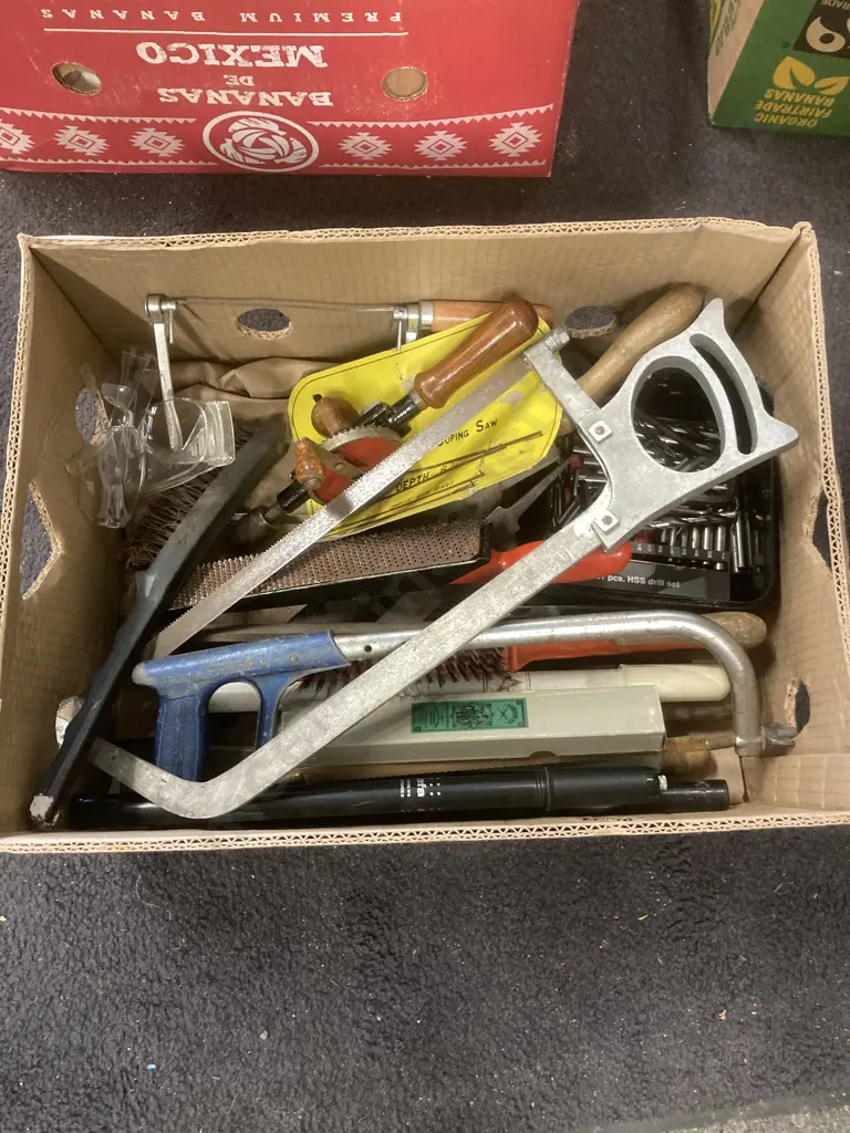 Box of Tools, Files, Drill Bits Etc Image 1++