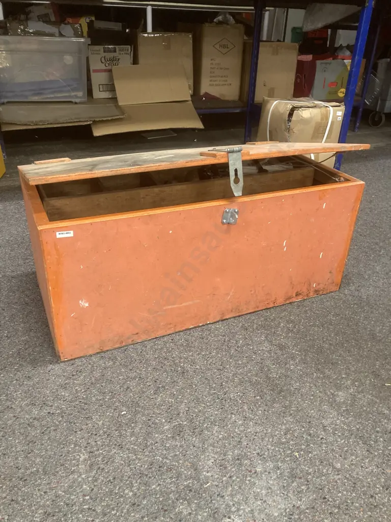 Vintage Wooden Joiners Box, H35 W83 D37, Brace & Bits, Level, Builders Apron, Hardware Etc Image 1++