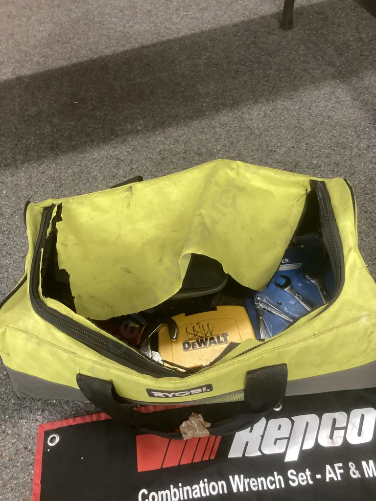 Ripped Ryobi Bag, Part Repco Spanner Set, Spanners, Bits, Crescents, Screwdrivers, Sockets Etc Image 1++