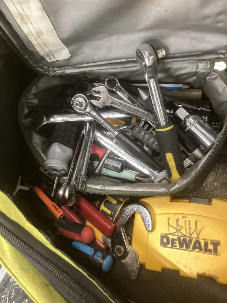 Ripped Ryobi Bag, Part Repco Spanner Set, Spanners, Bits, Crescents, Screwdrivers, Sockets Etc Image 1++