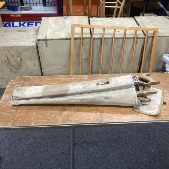 Vintage Bag, 3 Disston Saws, Tenon Saw & Level