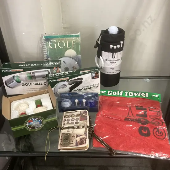 Lot of New Golfing Items, Towel, Cleaner, Monogrammer Etc