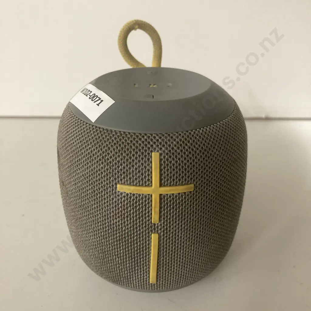 UE Wonderboom Grey & Yellow Small Round Bluetooth Speaker (No Leads) Image 1++