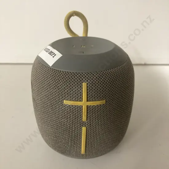 UE Wonderboom Grey & Yellow Small Round Bluetooth Speaker (No Leads)