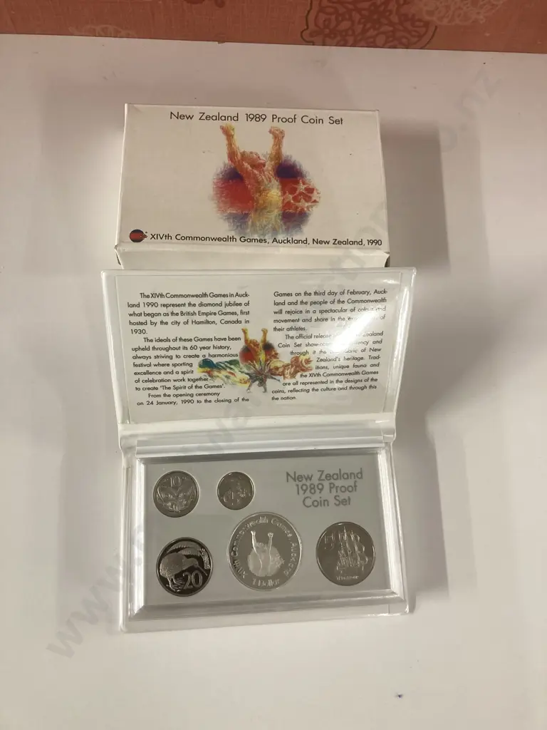 New Zealand 1989' XIVth Commonwealth Games 1990' Proof Coin Set, In Case Of Issue Image 1++