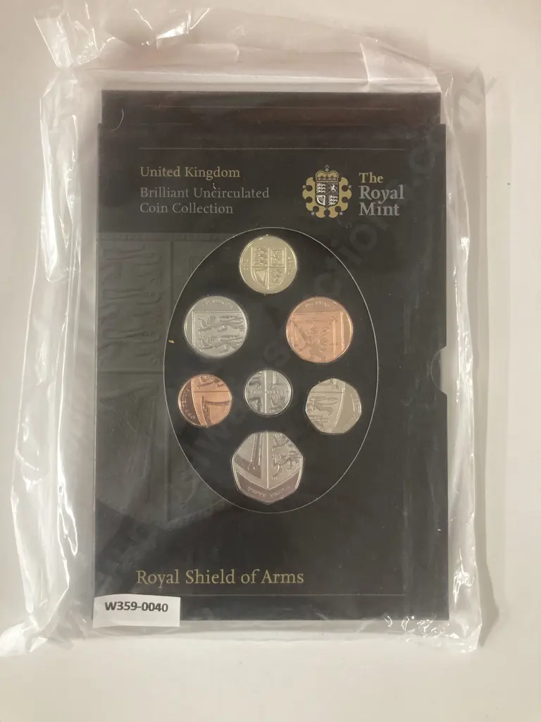 The Royal Mint 2008 UK Brilliant Uncirculated Royal Shield Of Arms 7 Coins Set In Case Of Issue Image 1++