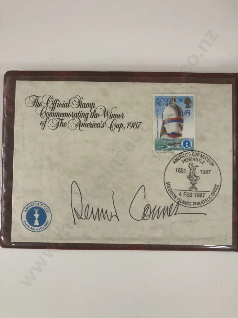 Americas Cup Winner Gold Stamp 1987 & First Day Cover In Red Leather Case Of Issue, 23 Karat Gold Image 1++