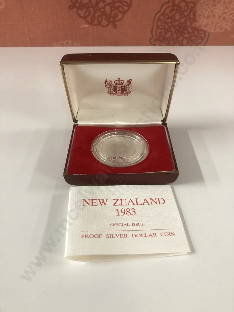 New Zealand Royal Visit 1983 Proof Silver Dollar Coin In Case Of Issue With COA Image 1++