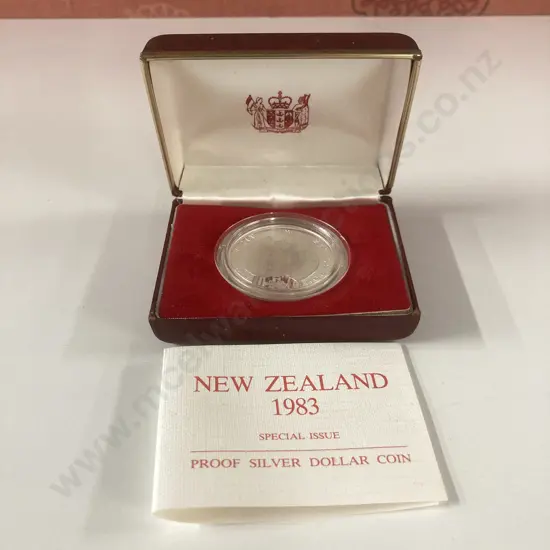New Zealand Royal Visit 1983 Proof Silver Dollar Coin In Case Of Issue With COA