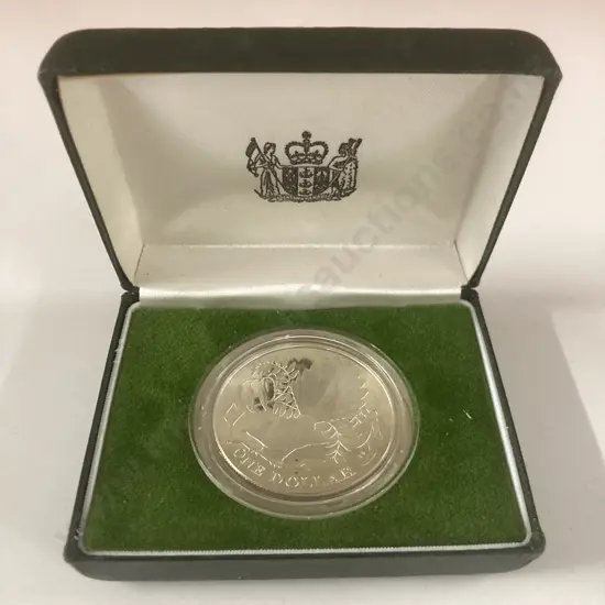 New Zealand 1980 Proof Silver Dollar Coin In Case Of Issue