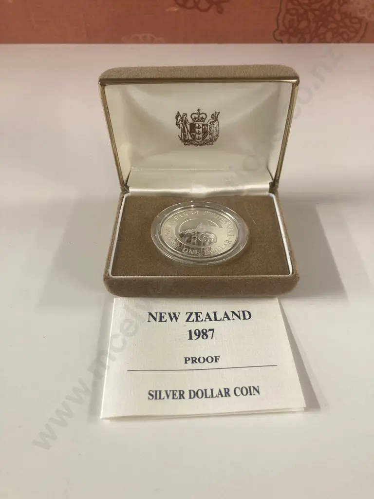 New Zealand National Parks Centennial 1987 Proof Silver Dollar Coin In Case Of Issue With COA Image 1++