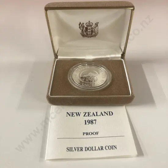 New Zealand National Parks Centennial 1987 Proof Silver Dollar Coin In Case Of Issue With COA