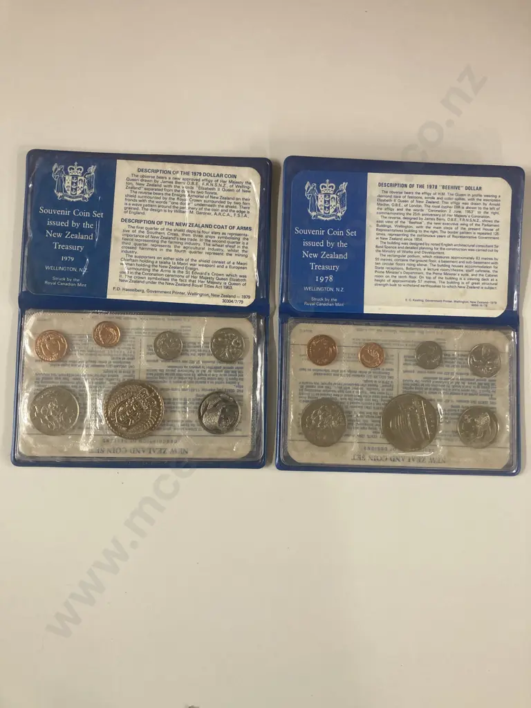 New Zealand 1978 Beehive & 1979 Coat Of Arms Annual Uncirculated Coin Sets Image 1++