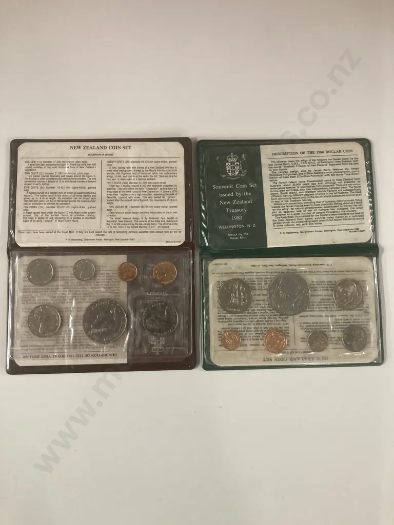 New Zealand 1980 Fantail & 1981 Royal Visit Annual Uncirculated Coin Sets Image 1++