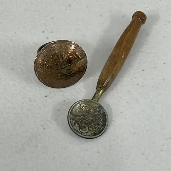 Vintage Coin and Wood Spoon with NZ Half Penny Ring