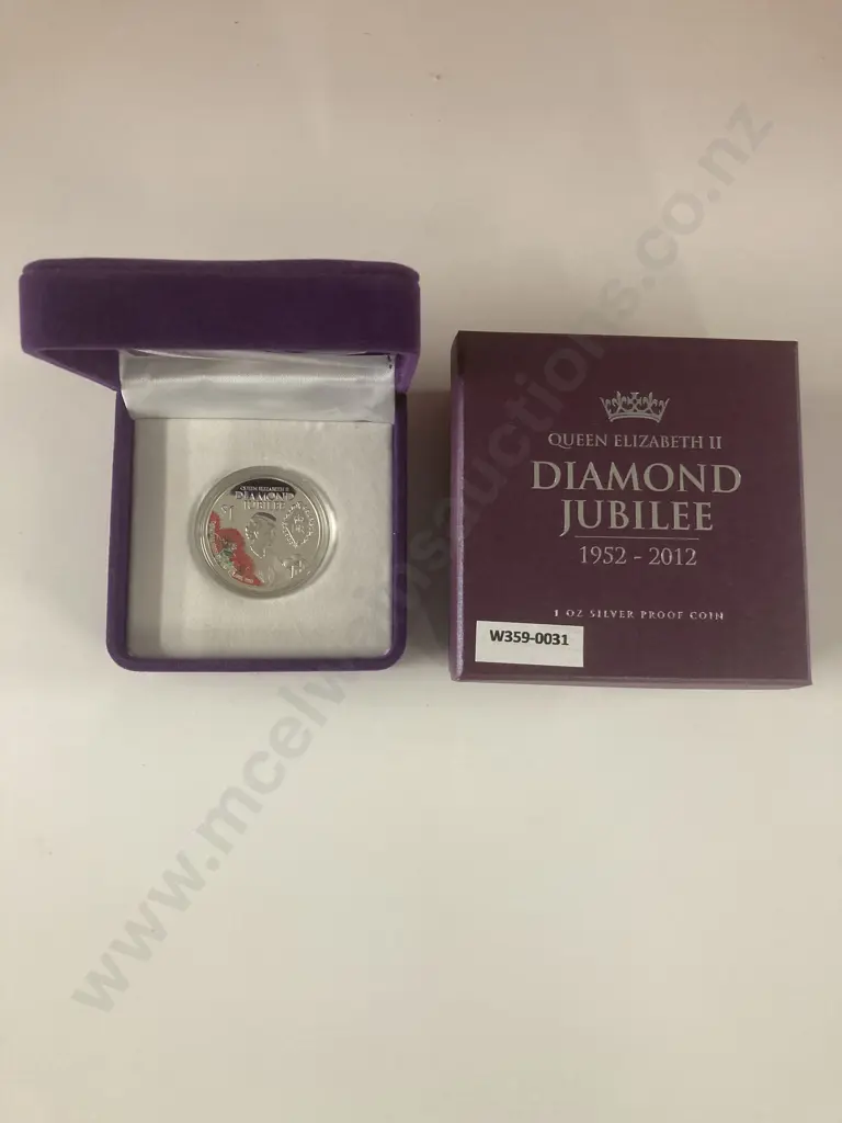 Queen Elizabeth II Diamond Jubilee 1 oz Silver Proof Coin, New Zealand 2012, In Case Of Issue With COA Image 1++