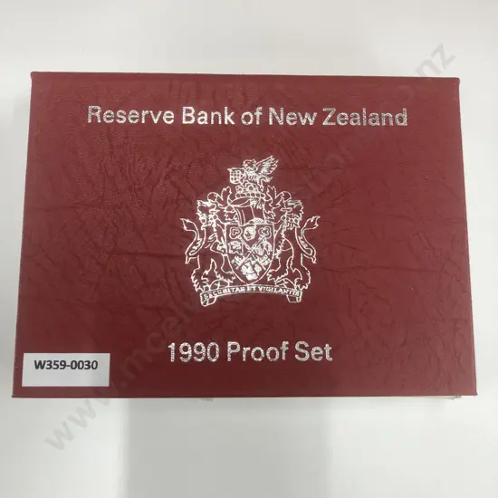 1990 Reserve Bank of New Zealand Gem Silver Proof Set In Leather Case Of Issue With COA