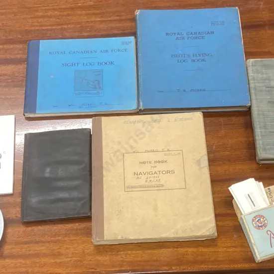 Vintage RNZAF Observers & Air Gunners Flying Log Book, RCAF Pilots Flying Log Book, Sight Log Book, Spotters Cards Etc