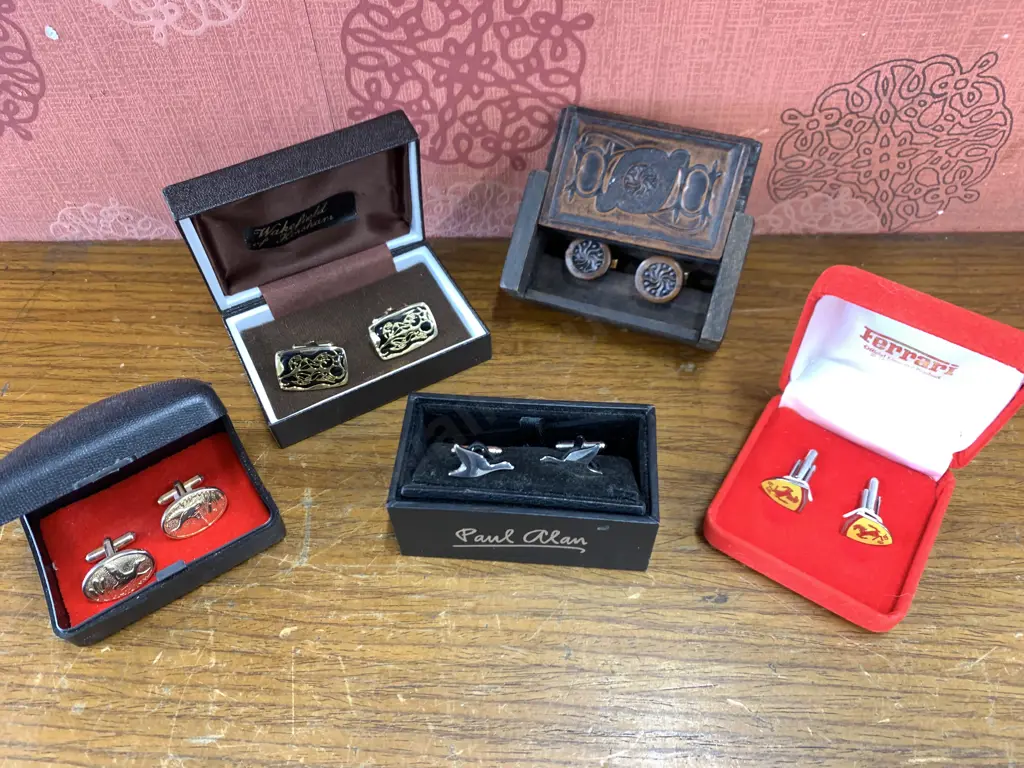 Assortment of Cuff Links Including Ferrari, Wakefield of Horsham Etc Image 1++